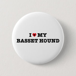 Badge Rond 5 Cm J'Encoeur Ma Hound Basset