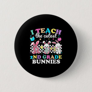 Badge Rond 5 Cm J'enseigne aux plus mignons lapins de 2e année Fun