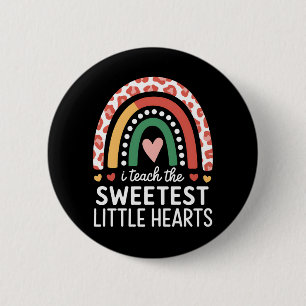 Badge Rond 5 Cm J'enseigne aux plus mignons petits coeurs la Saint