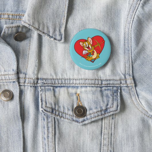 Badge Rond 5 Cm Jerry Mouse habillée en Valentine Cupide (En situation)