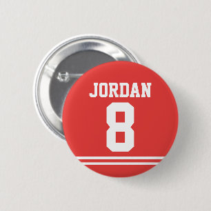 Badge Rond 5 Cm Jersey de football rouge avec nom et numéro person