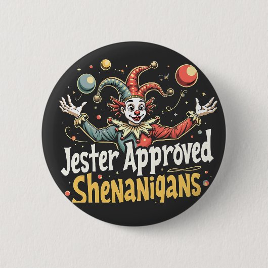 Badge Rond 5 Cm Jester Approuvé Shenanigans Circus Clown (Devant)