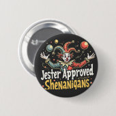 Badge Rond 5 Cm Jester Approuvé Shenanigans Circus Clown (Devant & derrière)
