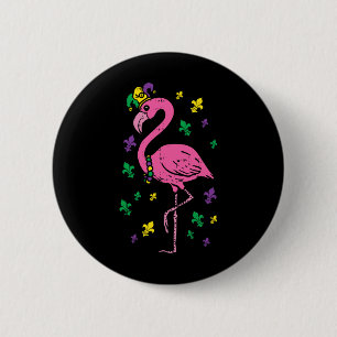 Badge Rond 5 Cm Jester Flamant rose rose Oiseau mignonne Mardi Gra
