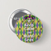 Badge Rond 5 Cm Jester Mask Keep Calm and Mardi Gras (Devant & derrière)