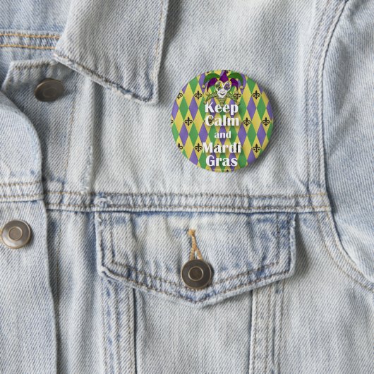 Badge Rond 5 Cm Jester Mask Keep Calm and Mardi Gras (En situation)