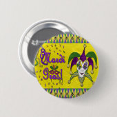 Badge Rond 5 Cm Jester Mask Mardi Gras Arlequin (Devant & derrière)