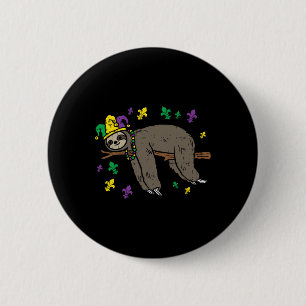 Badge Rond 5 Cm Jester Sloth Lazy Day Animal migny Funny Mardi Gra