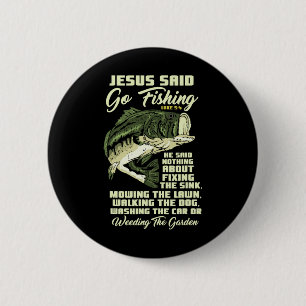 Badge Rond 5 Cm Jésus a dit allez à la pêche Histoire de poisson B