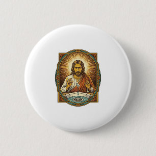 Badge Rond 5 Cm Jésus a laissé tomber sa lentille de contact dans