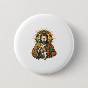 Badge Rond 5 Cm Jésus a laissé tomber son écouteur sans fil sous l