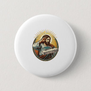 Badge Rond 5 Cm Jésus a laissé tomber son téléphone face contre le