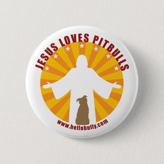 Badge Rond 5 Cm Jésus aime le Pin de Pitbulls (Devant)
