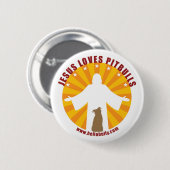 Badge Rond 5 Cm Jésus aime le Pin de Pitbulls (Devant & derrière)