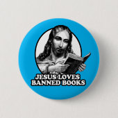Badge Rond 5 Cm Jésus aime les livres interdits (Devant)