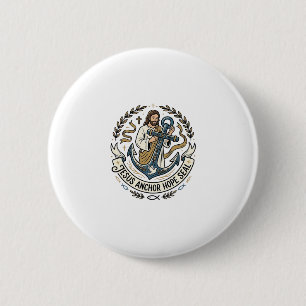 Badge Rond 5 Cm Jésus Ancre Espoir Scellé Jésus Ancre Espoir Scell