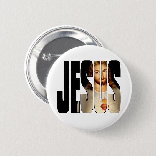 Badge Rond 5 Cm Jésus avec son image dans son nom (Devant & derrière)