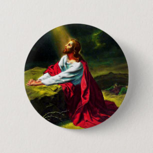 Badge Rond 5 Cm Jésus-Christ priant dans le jardin de Gethsemane