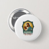Badge Rond 5 Cm Jésus Code QR flou ne scannera pas Menu Humour Tec (Devant & derrière)