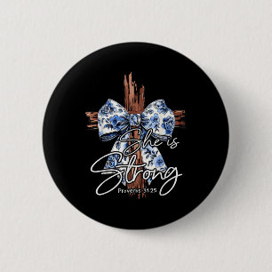 Badge Rond 5 Cm Jesus Cross Floral Blue Coquette Bow Elle Est Fort