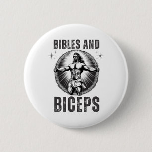 Badge Rond 5 Cm Jésus de la musculation Fitness Bibles et biceps d