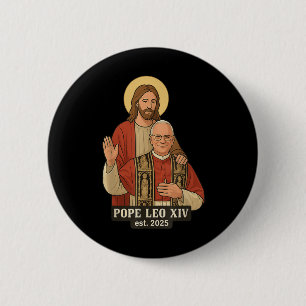 Badge Rond 5 Cm Jésus Dieu bénisse le Pape Leo Xiv