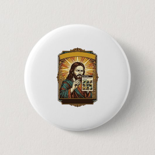 Badge Rond 5 Cm Jésus Escalier Flou Test Captcha Sécurité Tech Hum (Devant)