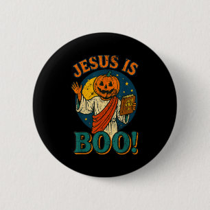 Badge Rond 5 Cm Jésus est Boo! Mignon Noël chrétien vintage Hallow