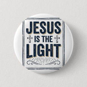 Badge Rond 5 Cm Jésus Est La Lumière Chemise Chrétienne Vintage