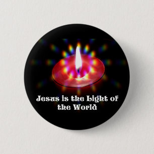 Badge Rond 5 Cm Jésus est la lumière de la bougie de rouge du