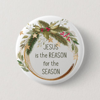 Badge Rond 5 Cm Jésus est la raison de la citation de Noël de la s