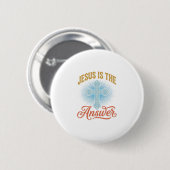 Badge Rond 5 Cm Jésus Est la Réponse Croix Chrétienne Conception V (Devant & derrière)