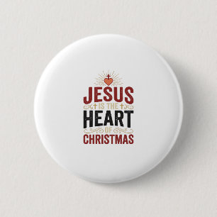 Badge Rond 5 Cm Jésus est le cœur du T-shirt vintage de Noël