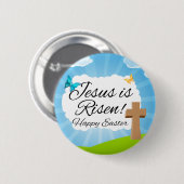 Badge Rond 5 Cm Jésus est levé, Pâques chrétienne (Devant & derrière)
