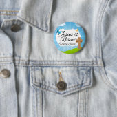Badge Rond 5 Cm Jésus est levé, Pâques chrétienne (En situation)