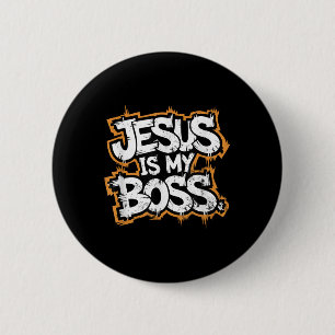 Badge Rond 5 Cm Jésus Est Mon Patron