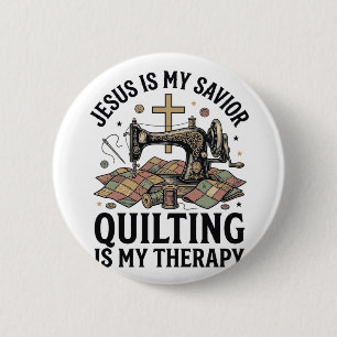 Badge Rond 5 Cm Jésus est mon sauveur le quilting est ma thérapie