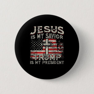 Badge Rond 5 Cm Jésus Est Mon Sauveur Trump Est Mon Président Amér