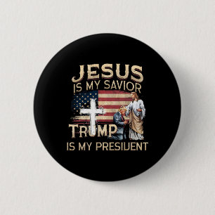 Badge Rond 5 Cm Jésus Est Mon Sauveur Trump Est Mon Président Amér