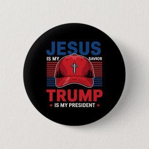 Badge Rond 5 Cm Jésus est mon sauveur Trump est mon président chré