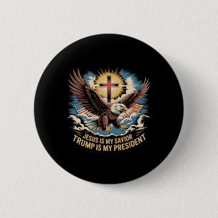 Badge Rond 5 Cm Jésus est mon sauveur Trump est mon président part