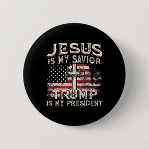 Badge Rond 5 Cm Jésus est mon sauveur Trump est mon président Trum
