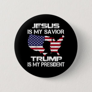 Badge Rond 5 Cm Jésus Est Mon Sauveur Trump Est Mon Président Vote