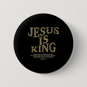 Badge Rond 5 Cm Jesus Est Roi Camouflage Croix Chrétienne Dieu Foi