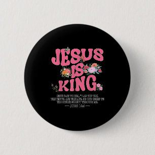 Badge Rond 5 Cm Jésus Est Roi Nk Enfant Chrétien Dieu Soeur Fille