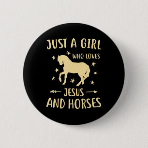 Badge Rond 5 Cm Jésus Et Chevaux Cadeaux Cheval Pour Filles Femmes