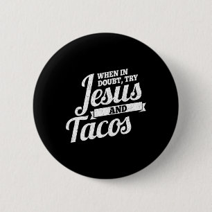 Badge Rond 5 Cm Jésus et tacos mexicains Cinco De Mayo 