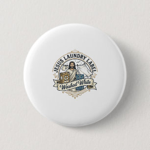 Badge Rond 5 Cm Jesus Étiquette de Lavage Lavé Blanc Jésus Lavage