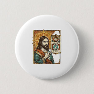 Badge Rond 5 Cm Jésus Faux Vérifié Coche Arnaque Troll Social Hu