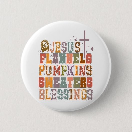 Badge Rond 5 Cm Jesus Flannels Chandails Citrouille Bénédiction (Devant)